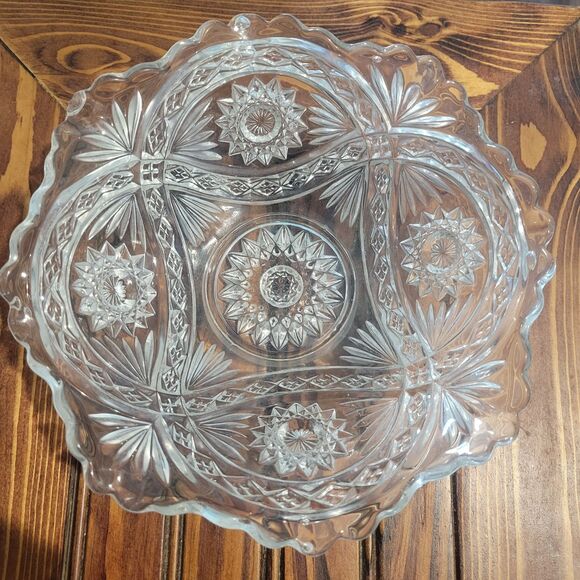 Vintage Imperial Glass-Ohio Hobstar Clear Flared Bowl 7.5" round Gilded Age - Picture 5 of 10